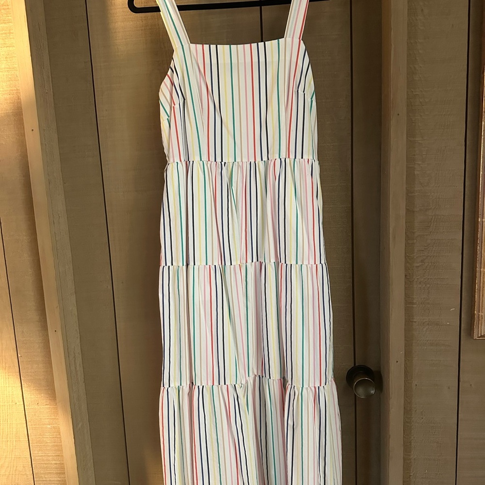 J. Crew White Dress with Multicolor Stripes